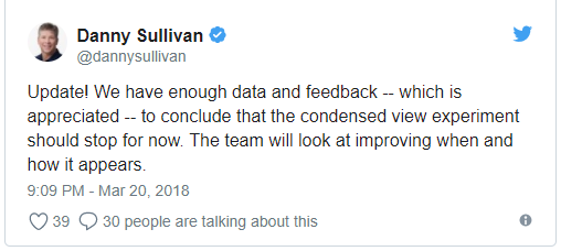 Tweet van Danny Sullivan update